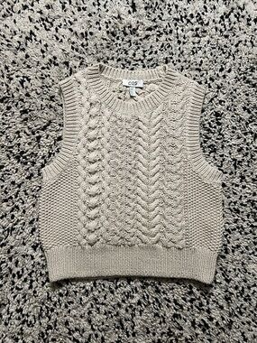 COS Sweater Vest Chunky Cableknit Beige Women’s Size XS